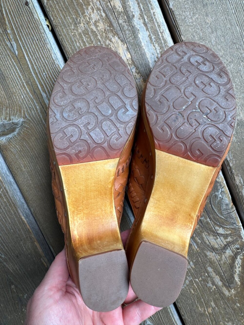 UGG Vivica Cognac Leather Sheepskin Lined Clog Wood Heel in Women's 9 / EU 40 - Picture 11 of 11